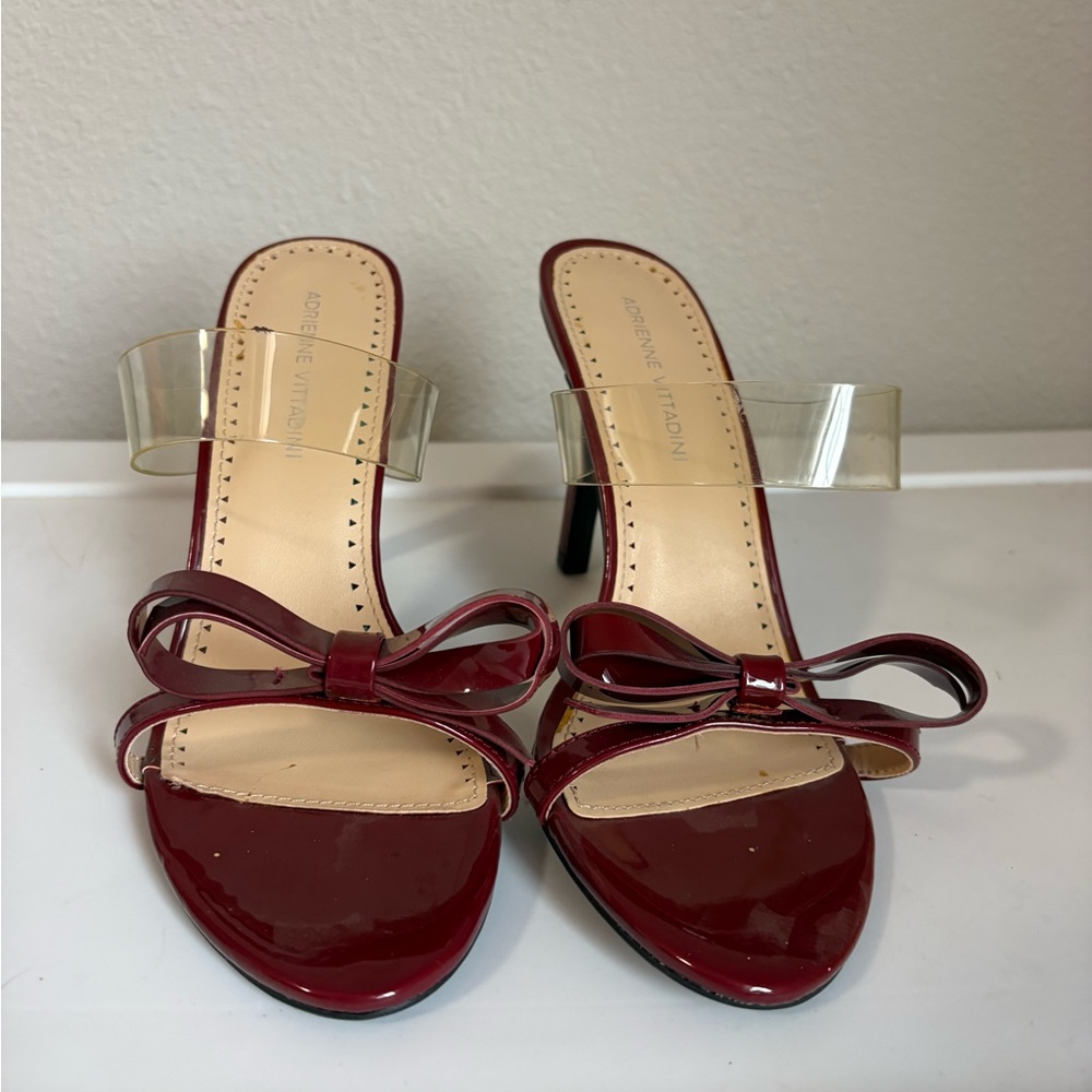 Adrienne Vittadini Burgundy Heels with Bow Accent